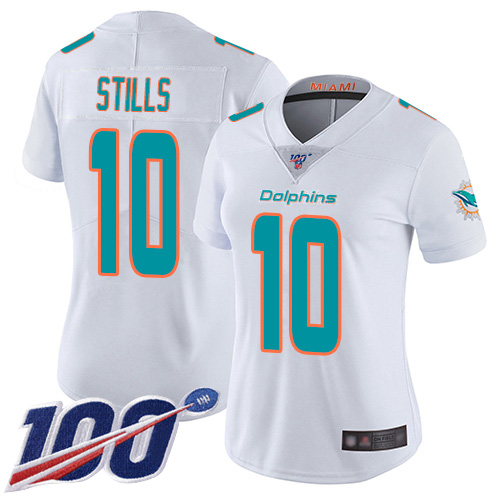 Nike Miami Dolphins #10 Kenny Stills White Women Stitched NFL 100th Season Vapor Limited Jersey->women nfl jersey->Women Jersey